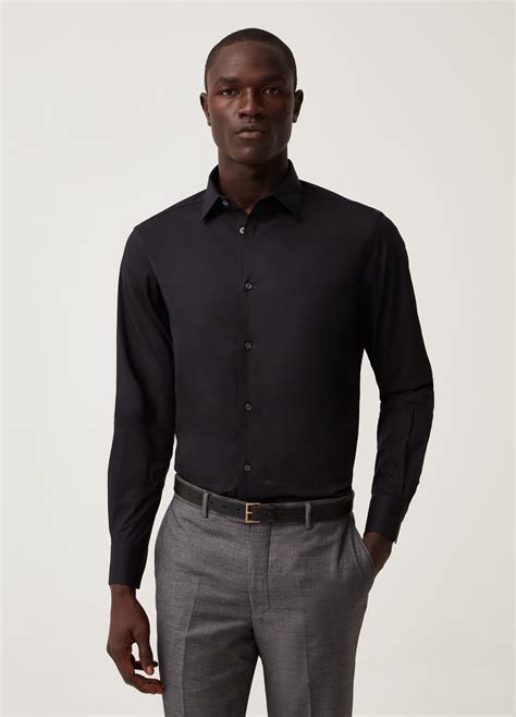 Camicia in cotone stretch (Nero) 